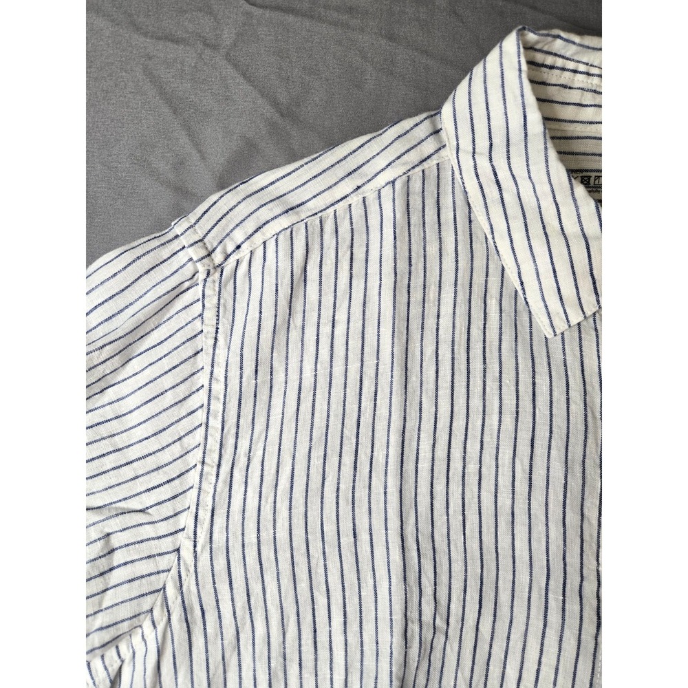Muji Striped Shirt Women Linen Preppy Cottage Quiet Luxury Minimalist - Picture 7 of 16